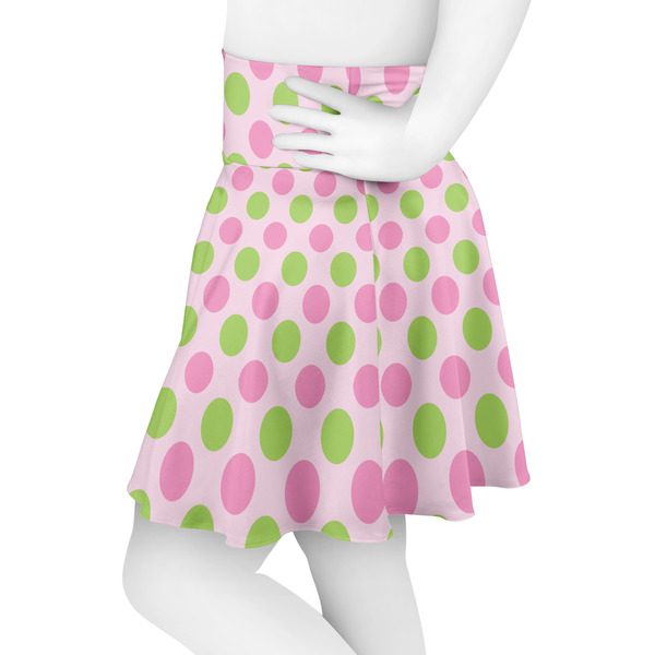 Pink & Green Dots Skater Skirt - Side