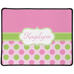 Pink & Green Dots Large Gaming Mouse Pad - 12.5" x 10" (Personalized)