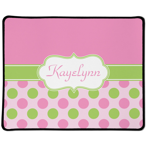 Custom Pink & Green Dots Large Gaming Mouse Pad - 12.5" x 10" (Personalized)