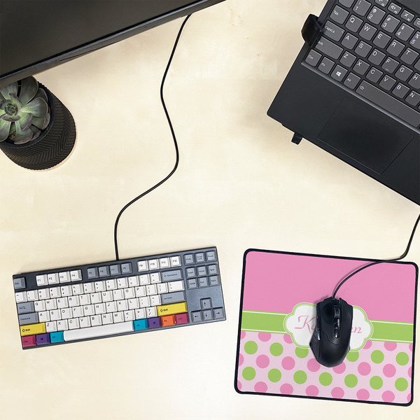 Pink & Green Dots Small Gaming Mats - LIFESTYLE