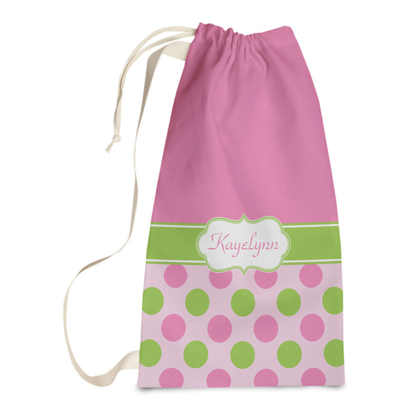 Custom Pink & Green Dots Laundry Bags - Small (Personalized)