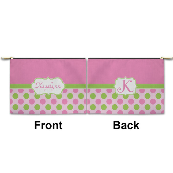 Pink & Green Dots Small Zipper Pouch Approval (Front and Back)