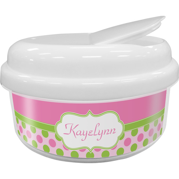 Custom Pink & Green Dots Snack Container (Personalized)