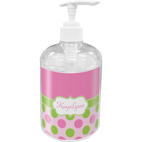 Pink & Green Dots Soap / Lotion Dispenser (Personalized)