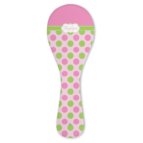 Custom Pink & Green Dots Ceramic Spoon Rest (Personalized)