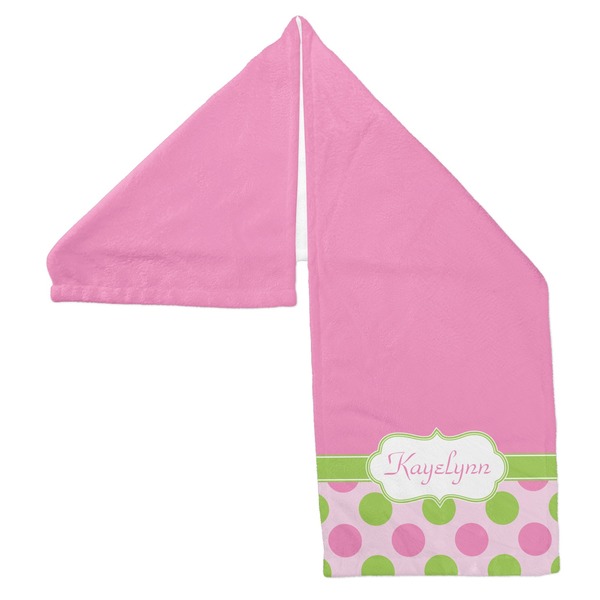 Pink & Green Dots Sports Towel Folded - Both Sides Showing