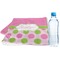 Pink & Green Dots Sports Towel Folded with Water Bottle