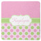 Pink & Green Dots Square Rubber Backed Coaster (Personalized)