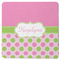 Pink & Green Dots Square Rubber Backed Coaster (Personalized)