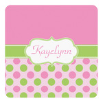 Pink & Green Dots Square Decal - Medium (Personalized)