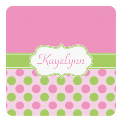 Pink & Green Dots Square Decal (Personalized)