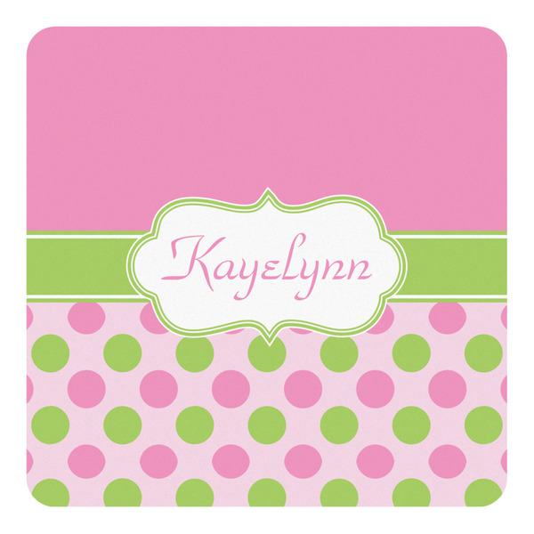 Custom Pink & Green Dots Square Decal - XLarge (Personalized)