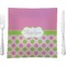 Pink & Green Dots 9.5" Glass Square Lunch / Dinner Plate- Single or Set of 4 (Personalized)