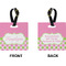 Pink & Green Dots Square Luggage Tag (Front + Back)