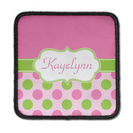 Pink & Green Dots Iron On Square Patch w/ Name or Text