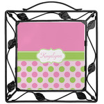 Pink & Green Dots Square Trivet (Personalized)