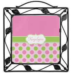 Pink & Green Dots Square Trivet (Personalized)
