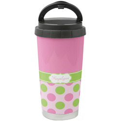 Pink & Green Dots Stainless Steel Coffee Tumbler (Personalized)