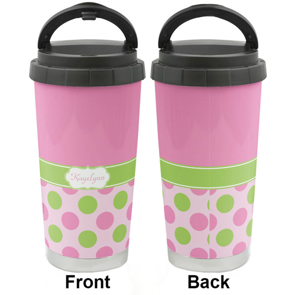 Pink & Green Dots Stainless Steel Travel Cup - Apvl