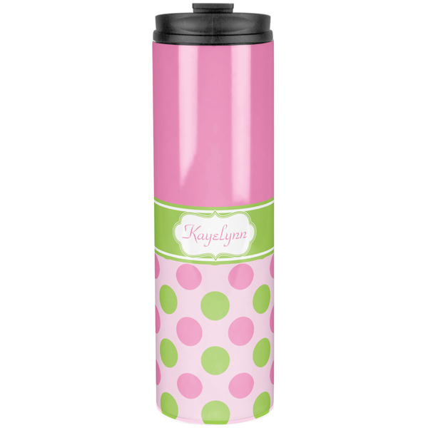 Custom Pink & Green Dots Stainless Steel Skinny Tumbler - 20 oz (Personalized)
