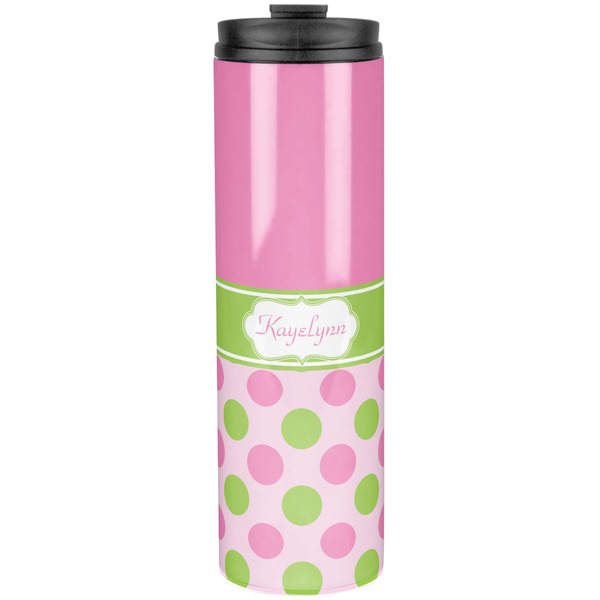 Pink & Green Dots Stainless Steel Tumbler 20 Oz - Front