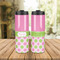 Pink & Green Dots Stainless Steel Tumbler - Lifestyle