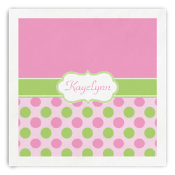Pink & Green Dots Paper Dinner Napkins (Personalized)