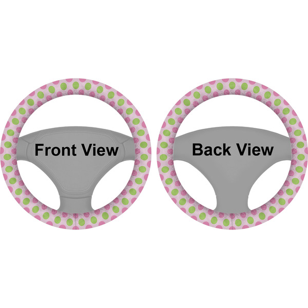 Pink & Green Dots Steering Wheel Cover- Front and Back