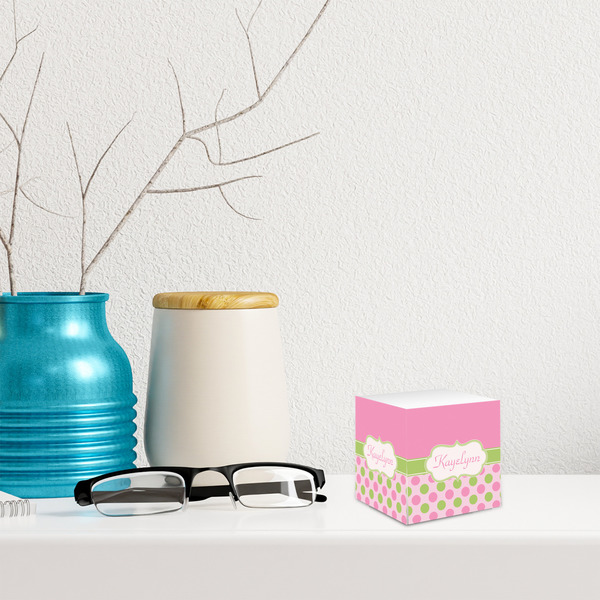 Pink & Green Dots Sticky Note Cube - LIFESTYLE