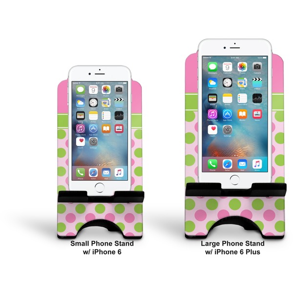 Pink & Green Dots Stylized Phone Stand - Comparison