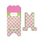 Pink & Green Dots Stylized Phone Stand - Front & Back - Small