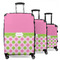 Pink & Green Dots 3 Piece Luggage Set - 20" Carry On, 24" Medium Checked, 28" Large Checked (Personalized)