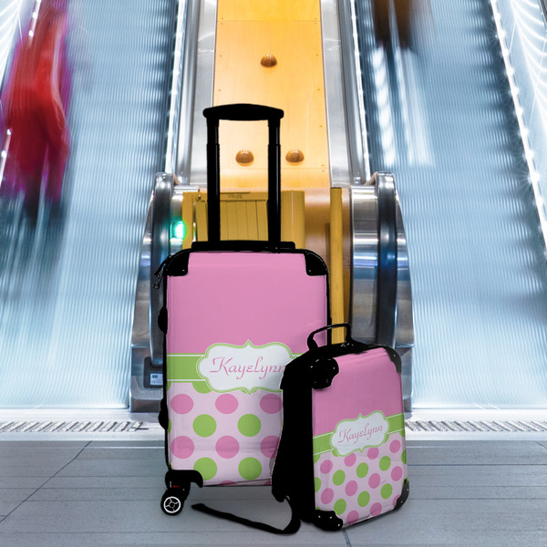 Pink & Green Dots Suitcase Set 4 - IN CONTEXT