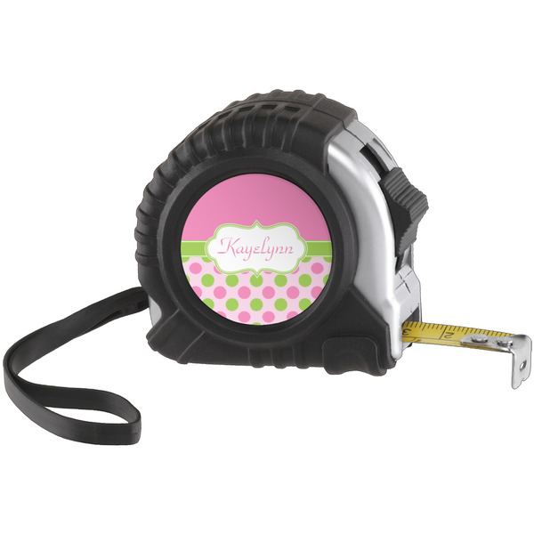 Custom Pink & Green Dots Tape Measure (25 ft) (Personalized)