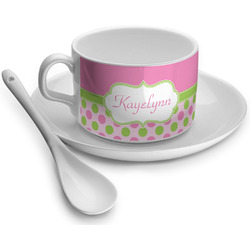 Pink & Green Dots Tea Cup - Single (Personalized)