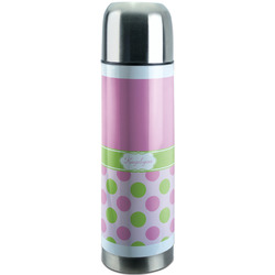 Pink & Green Dots Stainless Steel Thermos (Personalized)