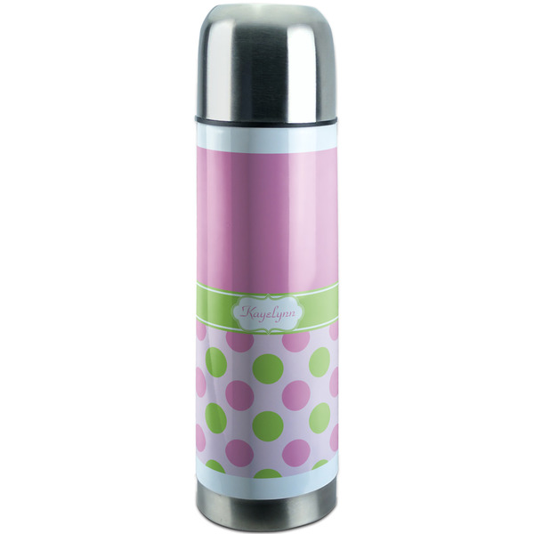 Custom Pink & Green Dots Stainless Steel Thermos (Personalized)