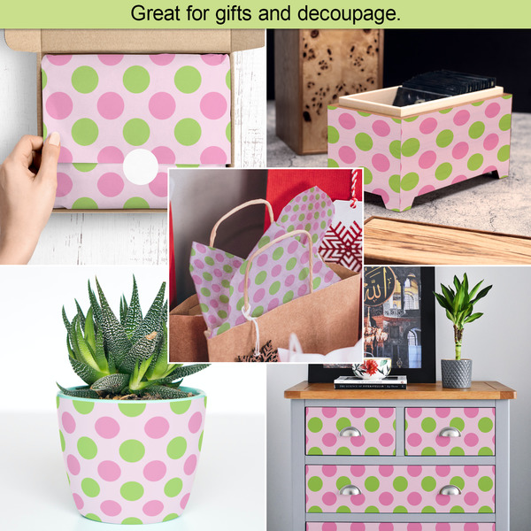 Pink & Green Dots Tissue Paper - In Use Collage