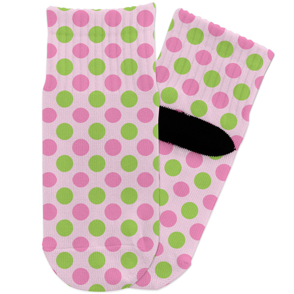 Custom Pink & Green Dots Toddler Ankle Socks