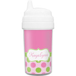 Pink & Green Dots Toddler Sippy Cup (Personalized)