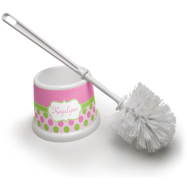 Custom Pink & Green Dots Toilet Brush (Personalized)