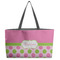 Pink & Green Dots Beach Totes Bag - w/ Black Handles (Personalized)