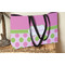 Pink & Green Dots Tote w/Black Handles - Lifestyle View