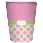 Pink & Green Dots Waste Basket (Personalized)