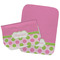 Pink & Green Dots Two Rectangle Burp Cloths - Open & Folded