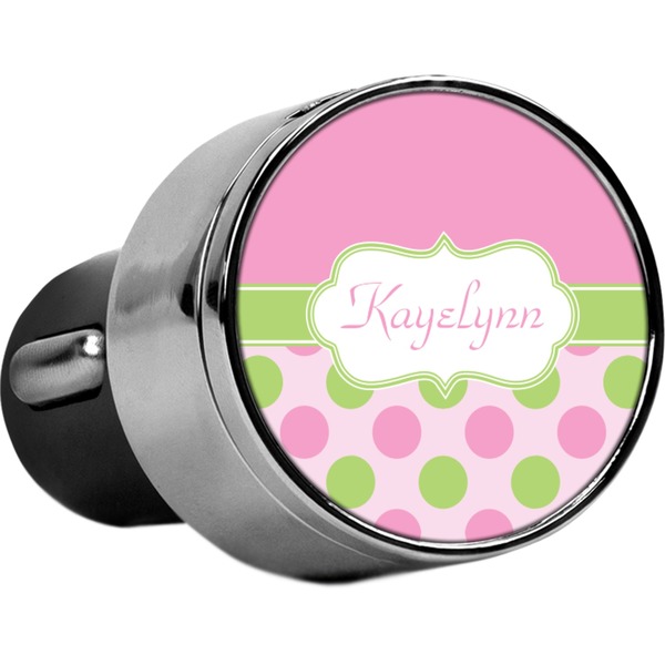Custom Pink & Green Dots USB Car Charger (Personalized)