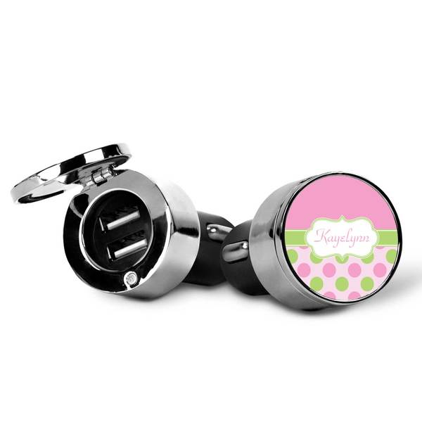 Pink & Green Dots USB Car Charger