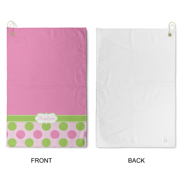 Pink & Green Dots Waffle Weave Golf Towel - Approval