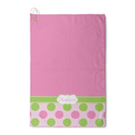 Pink & Green Dots Waffle Weave Golf Towel (Personalized)