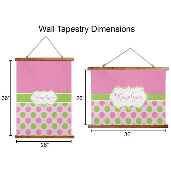 Pink & Green Dots Wall Hanging Tapestries - Parent/Sizing